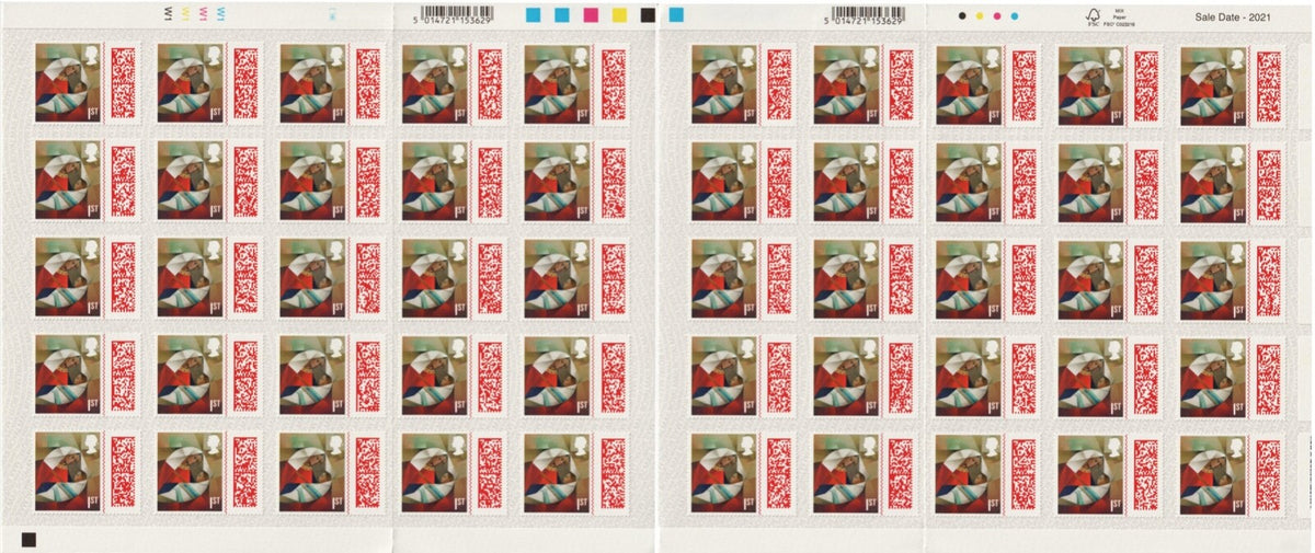 GB - Royal Mail 2021 Staff Christmas Card with 50 x 1st Xmas stamps
