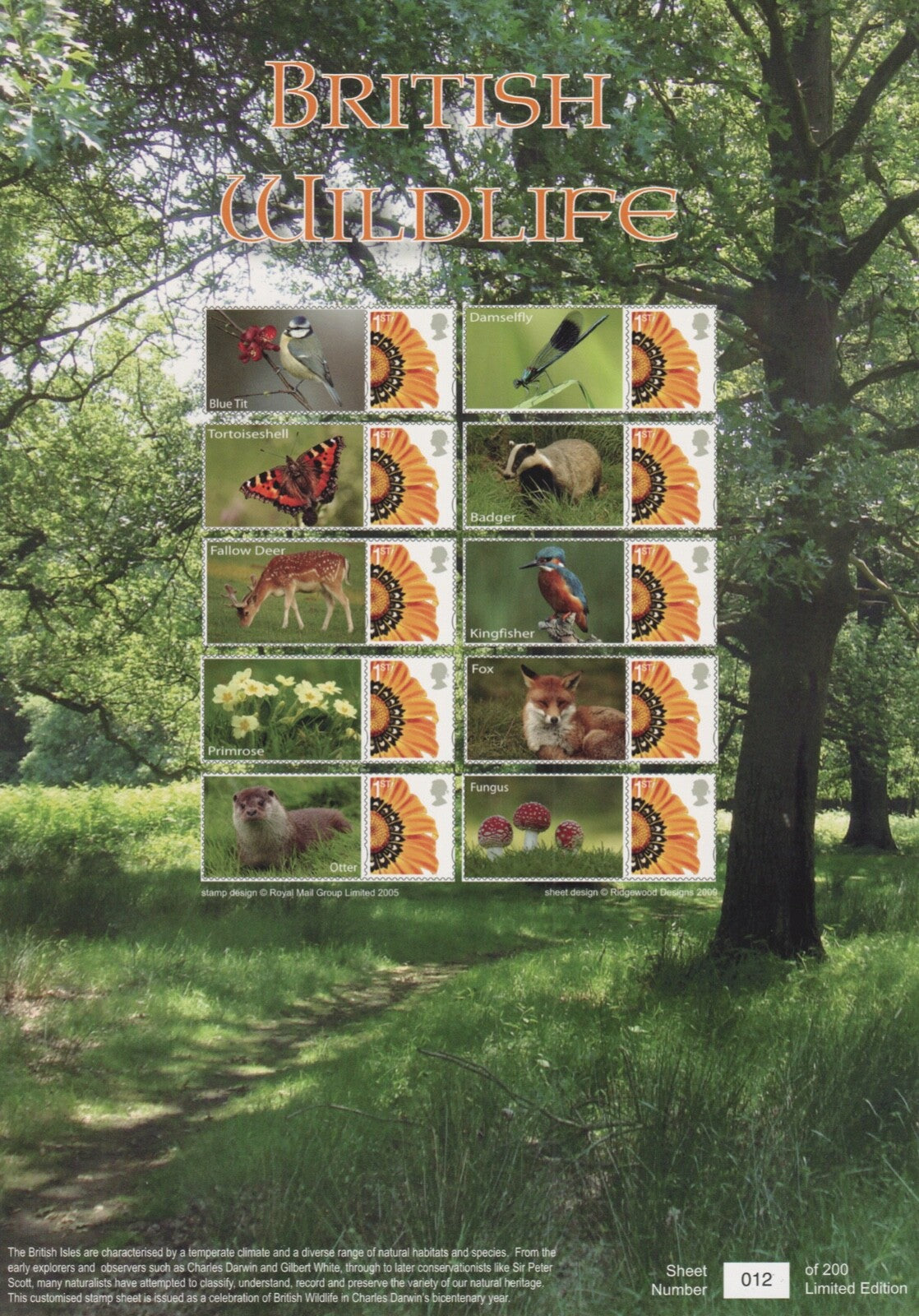 2009 GB British Wildlife Smilers - RM Proof Sheet + folder and covering letter