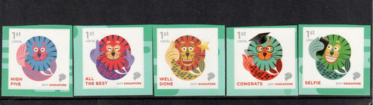 2017  Singapore : Greetings Stamps set ex Booklet  - 5 x 1st Local MNH