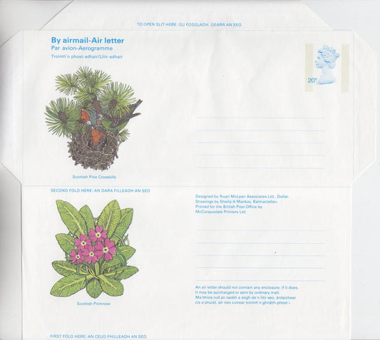GB 1981 -  Scottish Flora/Fauna Aerogramme (20p) - H&G Ref: FG-94