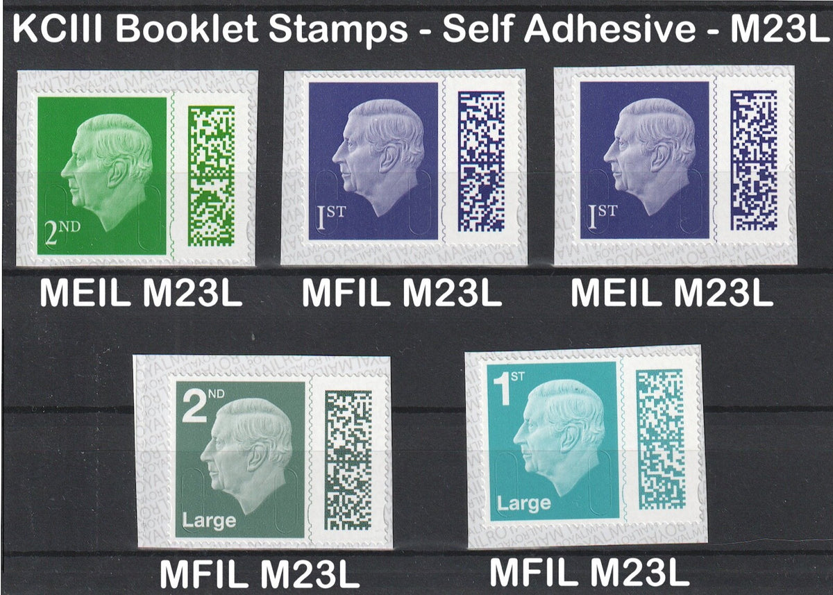 GB 2023 - Barcoded KC III ex Booklets - MEIL/MFIL M23L - set of 5