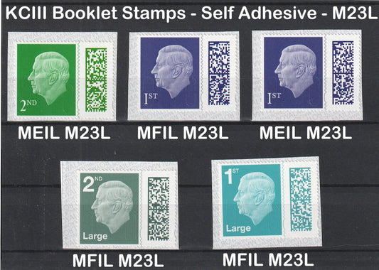 GB 2023 - Barcoded KC III ex Booklets - MEIL/MFIL M23L - set of 5