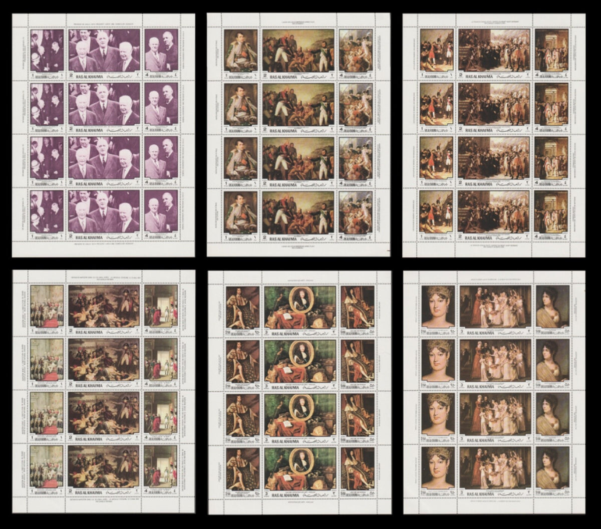1970 Ras Al Khaimah History of France  Mi. 453A-70A - PERF  Complete Sheets MNH