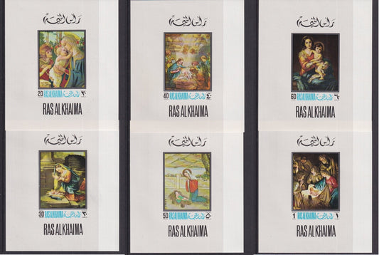 1968 Ras Al Khaimah - Christmas Deluxe Miniature Sheet (9) - Mi-267-275 - MNH