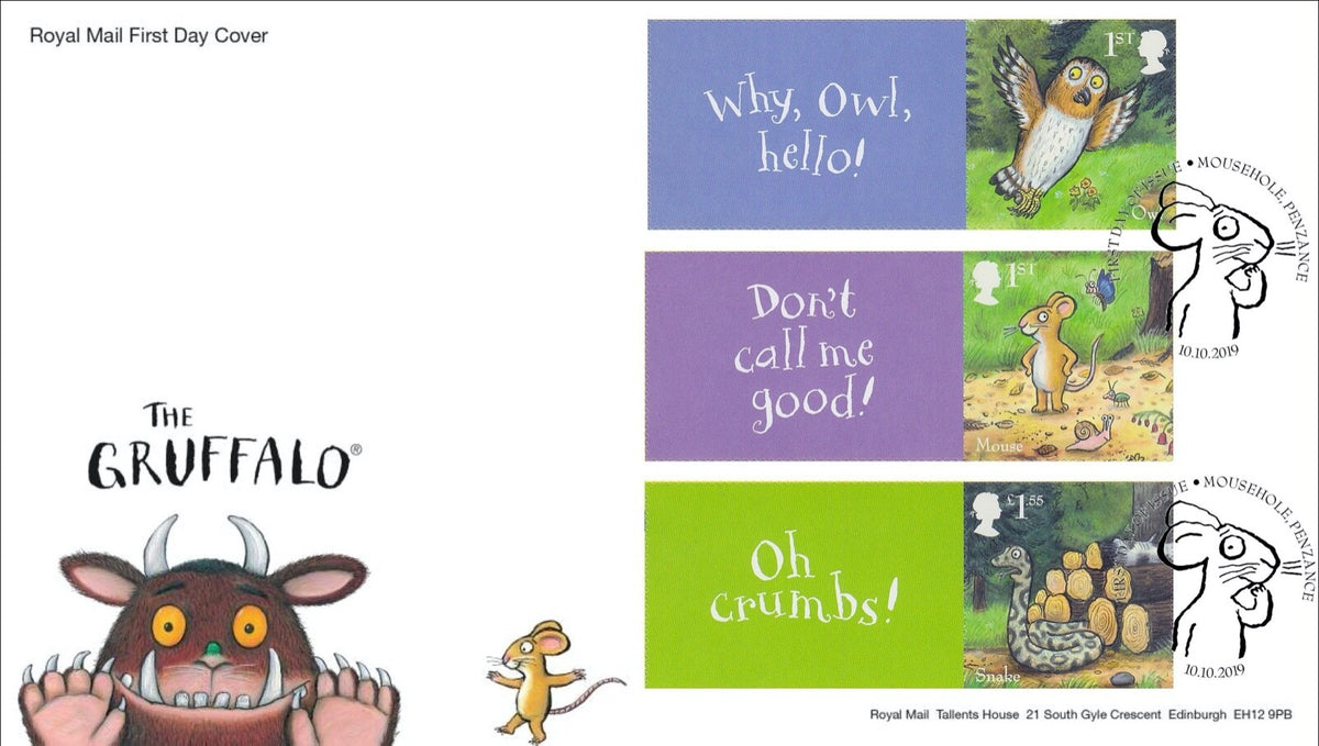 GB 2019 -  The Gruffalo Smilers Sheet First Day Covers - Set of 3 FDC's