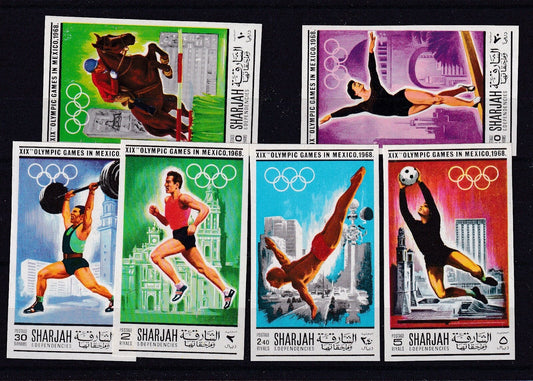 1968 Sharjah - XIX Olympic Games, Mexico City, Mexico - Mi 489-494 Imperf - MNH