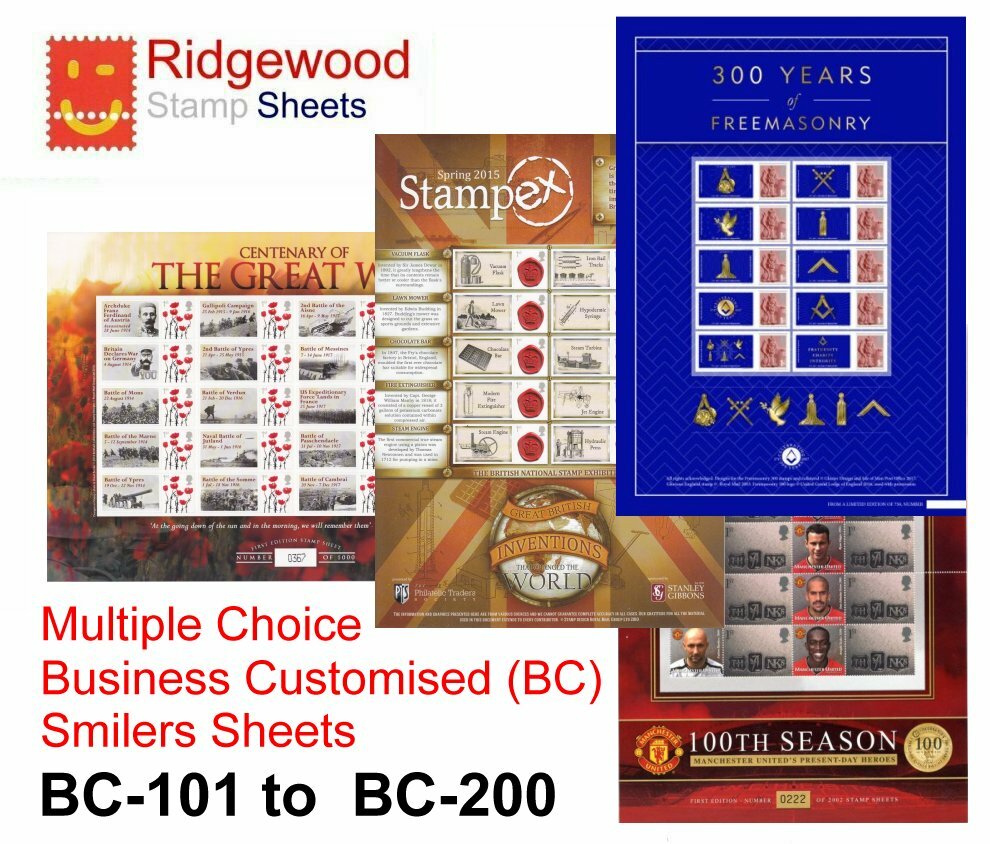 GB Business Customised Smilers Sheets - Multiple Choice from drop-down