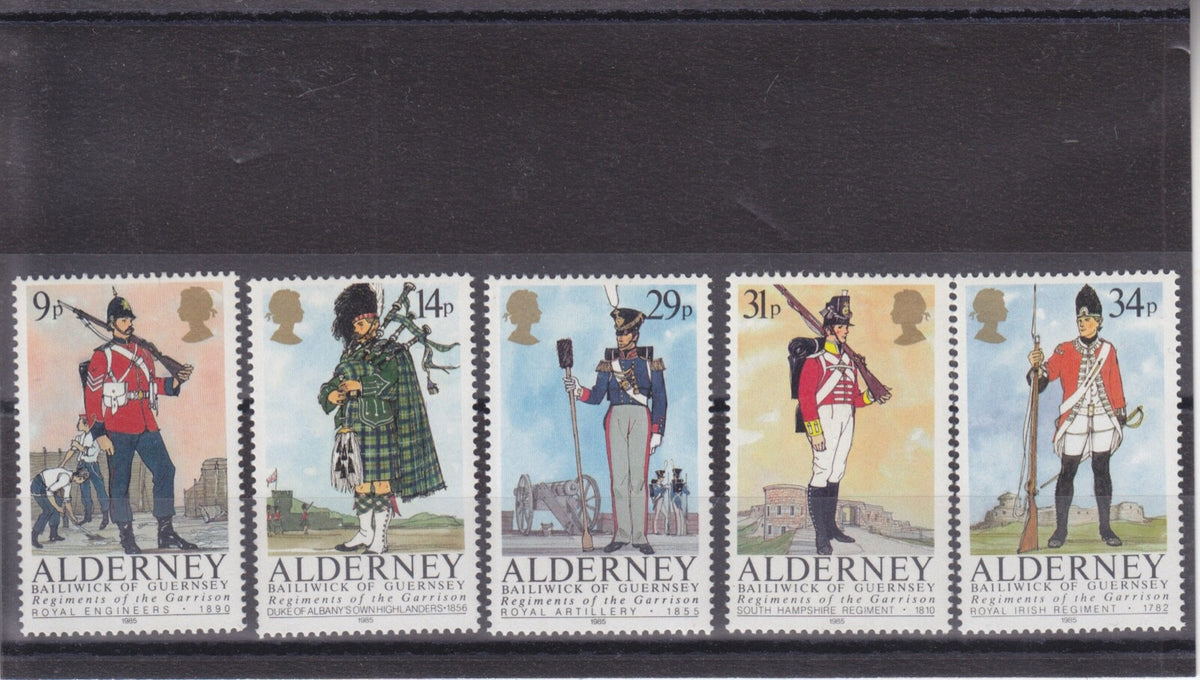 Alderney 1985 - Regiments Of The Alderney Garrison - SG23-27 MNH