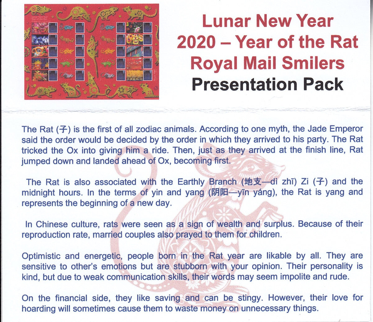 GB 2020 - Private Presentation Pack - Smilers - Year of the Rat - GS-121/LS-119