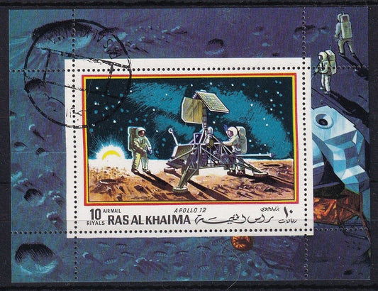 1970 Ras Al Khaimah -  Space Research - Apollo 12 S/Sheet - Mi-Bl. A 95 A - CTO