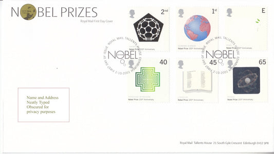 GB 2001 - Nobel Prizes - FDC