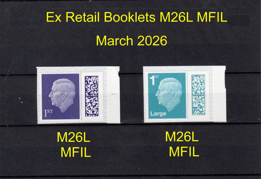 GB 2026 - 1st and 1st Large Barcoded KC III ex RETAIL BOOKLETS - MFIL M26L