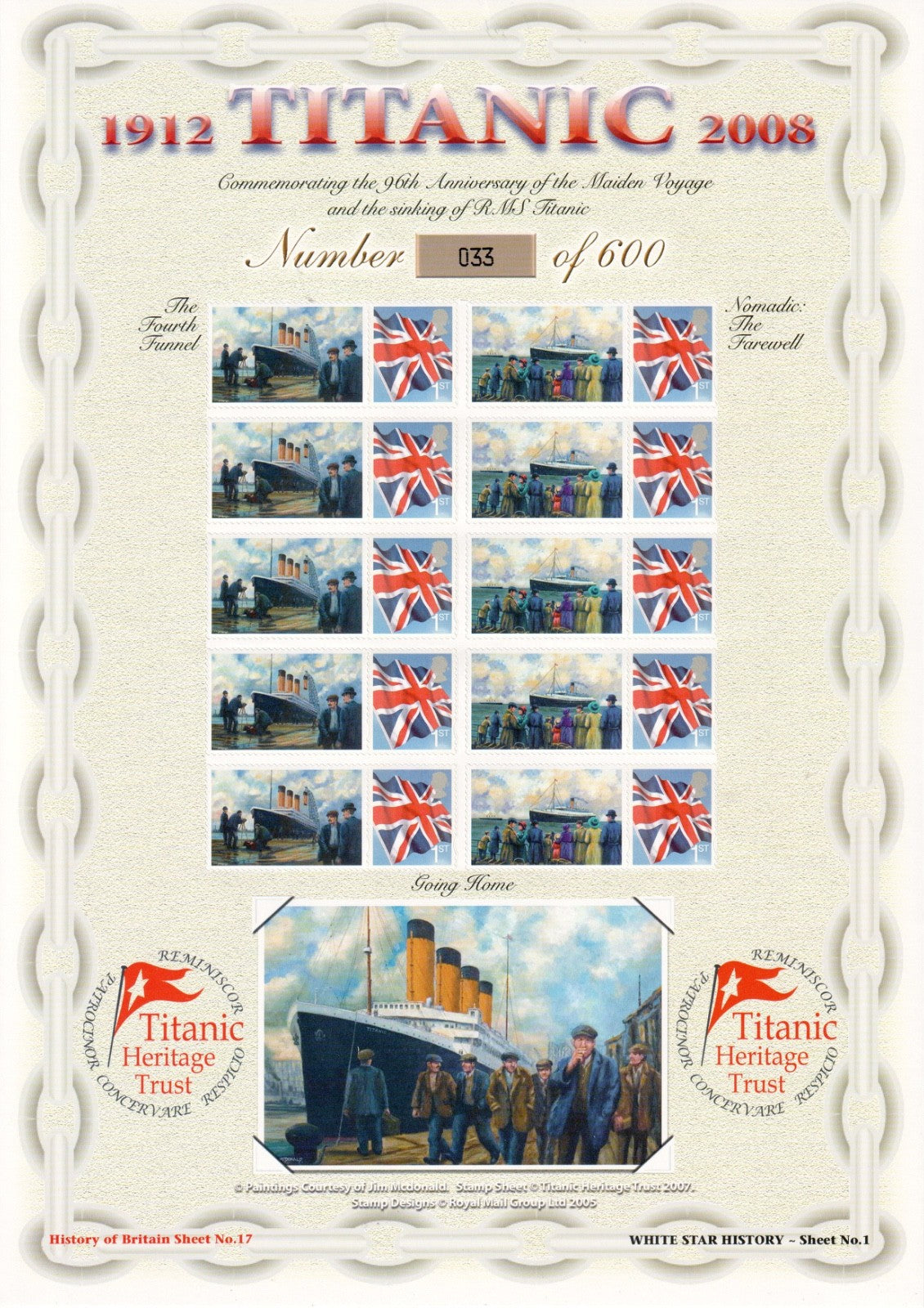GB 2008 Titanic Heritage Trust - Business Smilers Sheet BC-140
