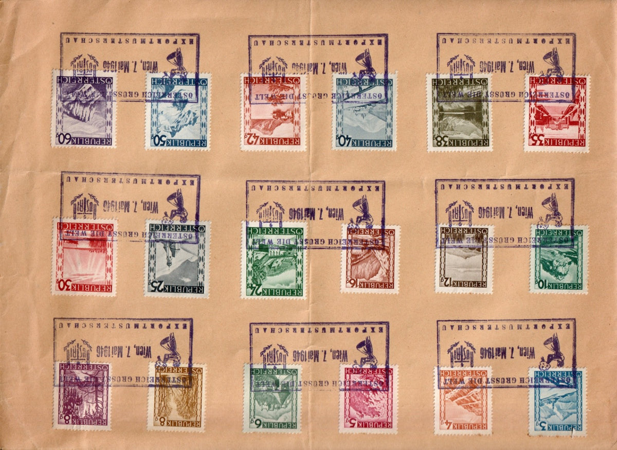 AUSTRIA 1945-47 Definitives (Landscapes) - 18 stamps CTO cover dated 14-05-46