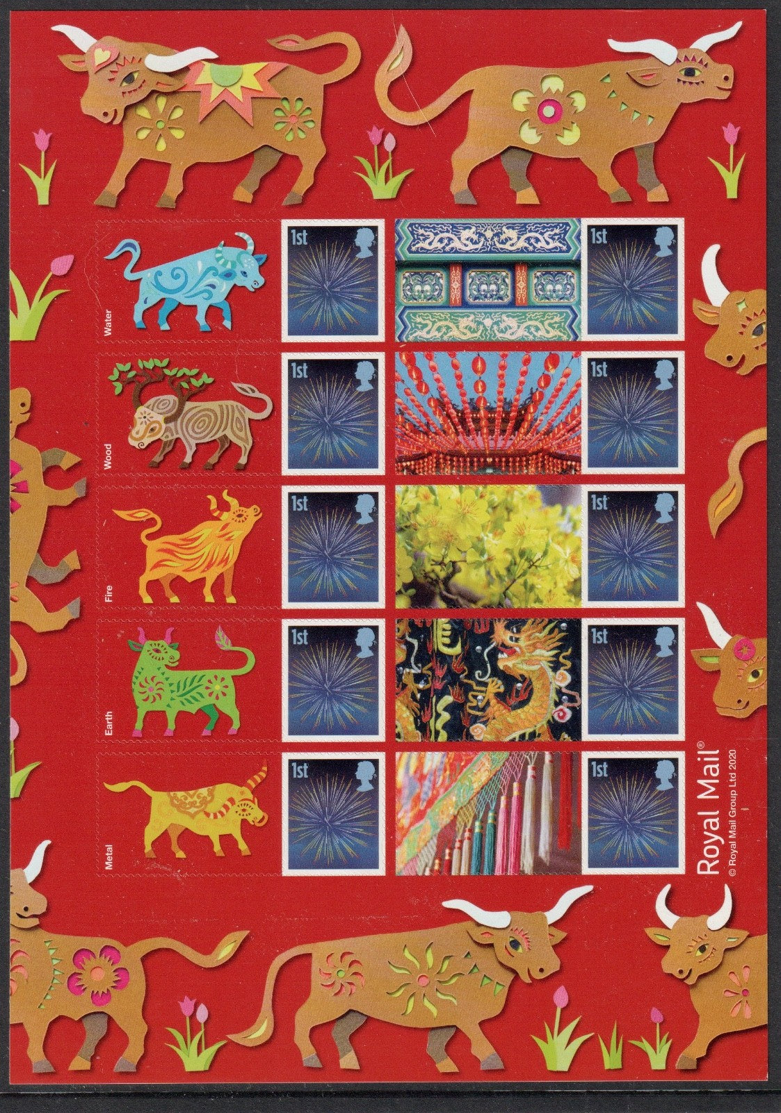 GB 2020  - Lunar New Year - Year of the Ox Generic Smilers Sheet - A5 half sheet