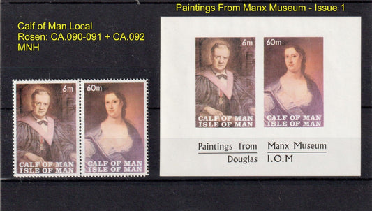 Calf of Man: Manx Museum Paintings Issue 1  CA.090-091 + CA.092 MS MNH