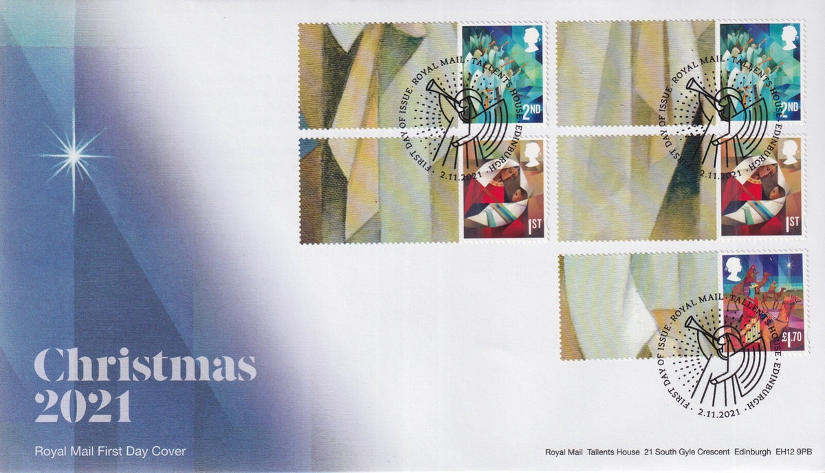 GB 2021 - Christmas 2021 Smilers on 4 x FDC - all 20 stamps/labels