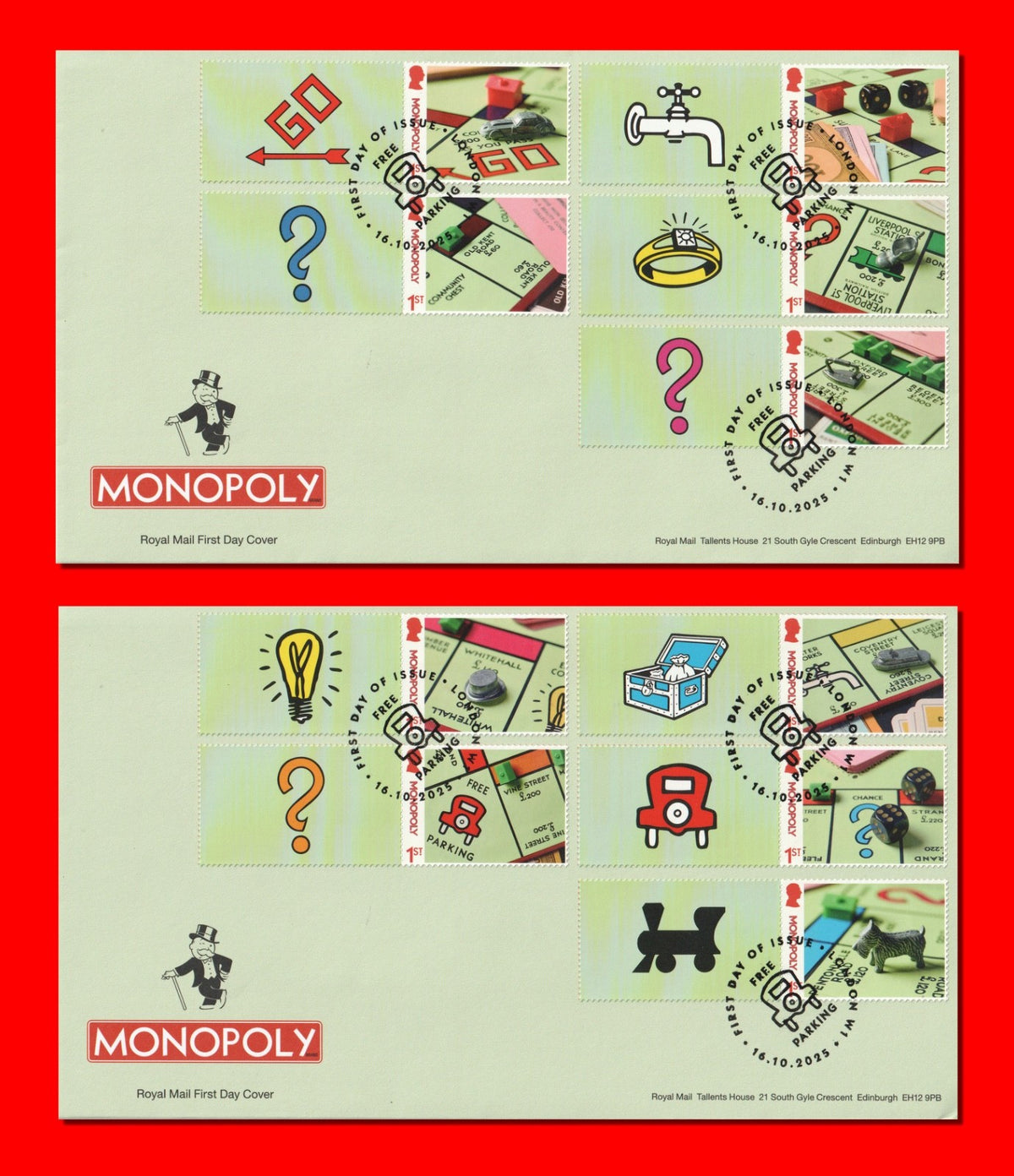 GB 2025 - Monopoly Collector / Smilers  Sheet FDC's (2) - GS179/LS177
