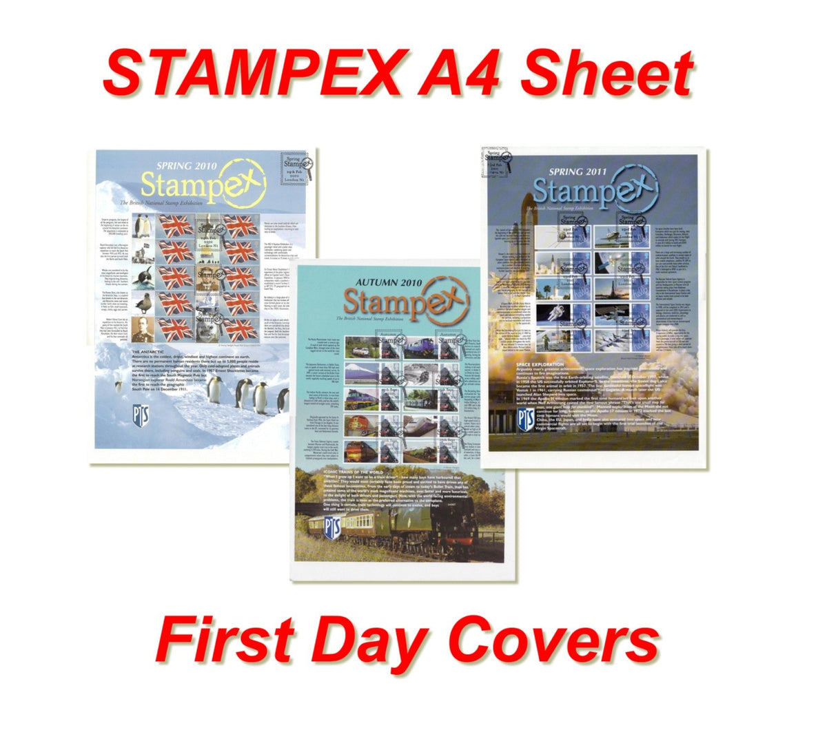 STAMPEX A4 Smilers stamp sheet FDCs - Multiple Choice from Dropdown Menu