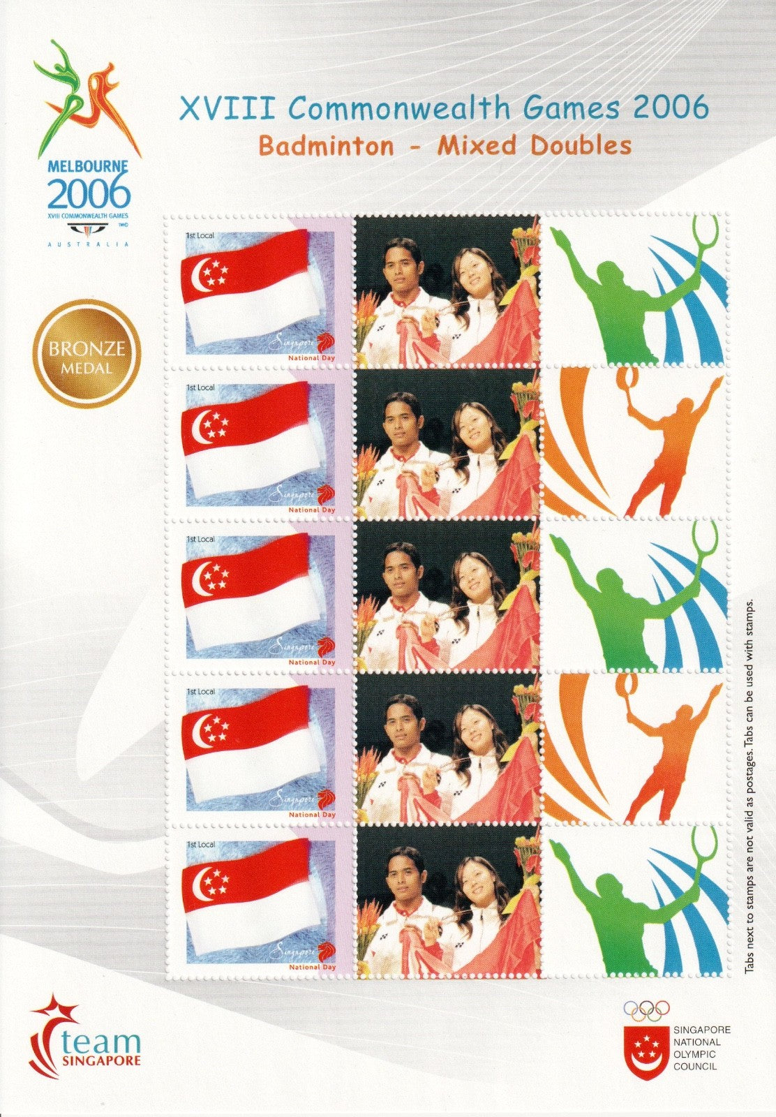 2006 Singapore : Commonwealth Games My Stamp Sheet - Bronze Medal Winners