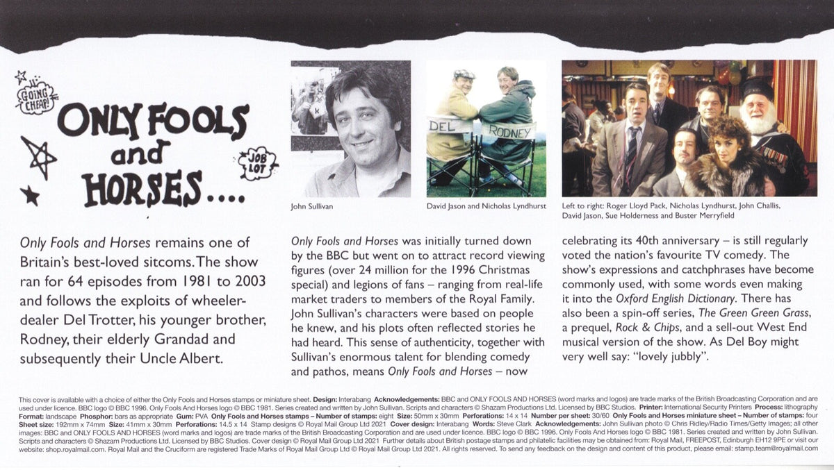 GB 2021 - Only Fools and Horses Smilers FDC - pair of stamps CTO