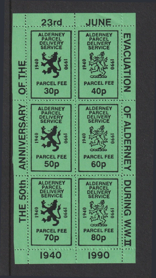 Alderney Parcel Delivery Service 50th Anniversary Evacuation of Alderney Sheet