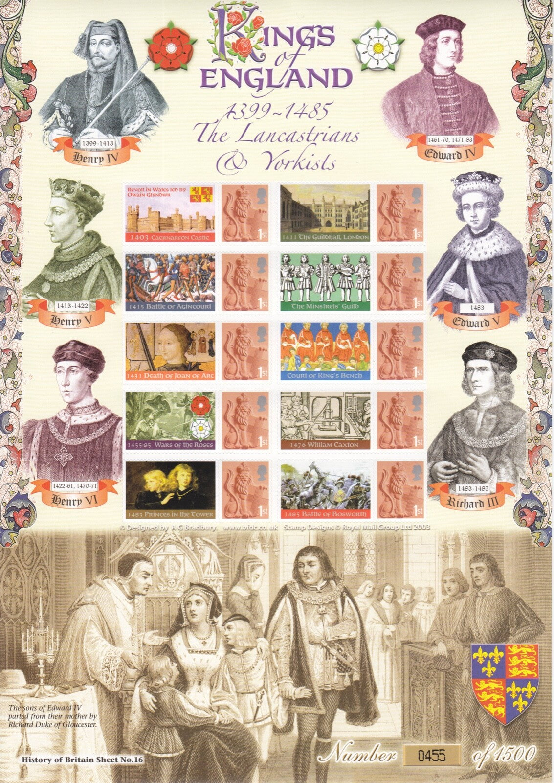 GB 2008 - Kings of England Smilers Sheet - Ref: BC-131 MNH
