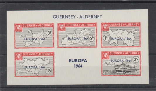 Guernsey-Alderney Commodore : Europa 1964 Mini Sheet IMPERF - MNH