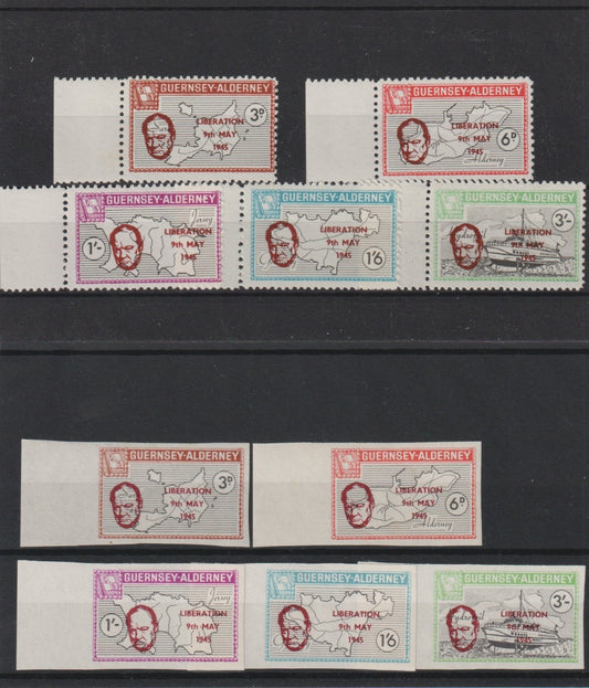 Guernsey-Alderney Commodore 20th Anniv. Liberation PERF+IMPERF Rosen AL41-45 MNH