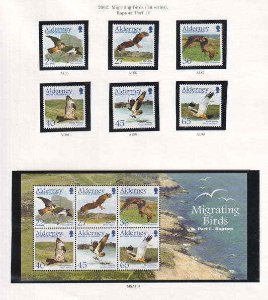 Alderney 2001 - Migrating Birds (1st Series) - Raptors - MNH