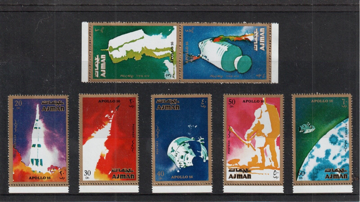 Ajman - 1971 - Apollo 16 PERF set of 7 MNH - Mi-1014A-1020A