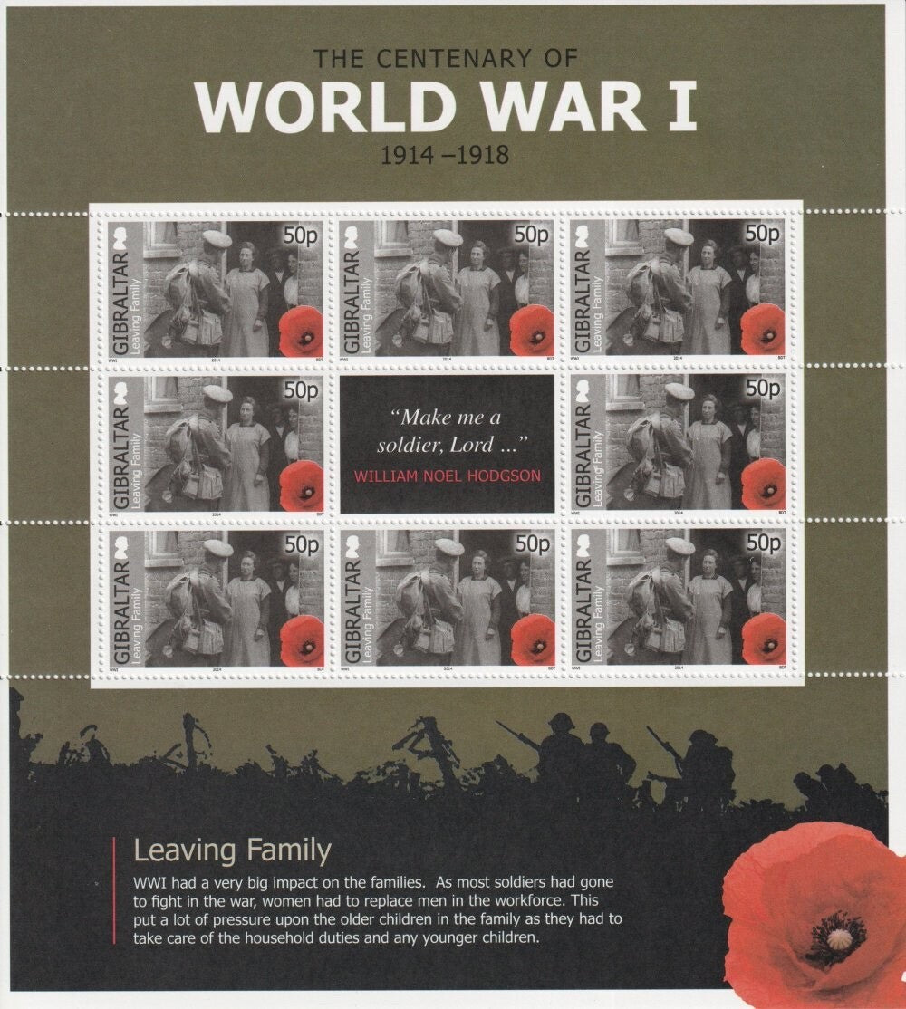 Gibraltar 2014 Centenary Of World War 1 (1st Issue)  SG 1565 - 1570 - MNH/UMM