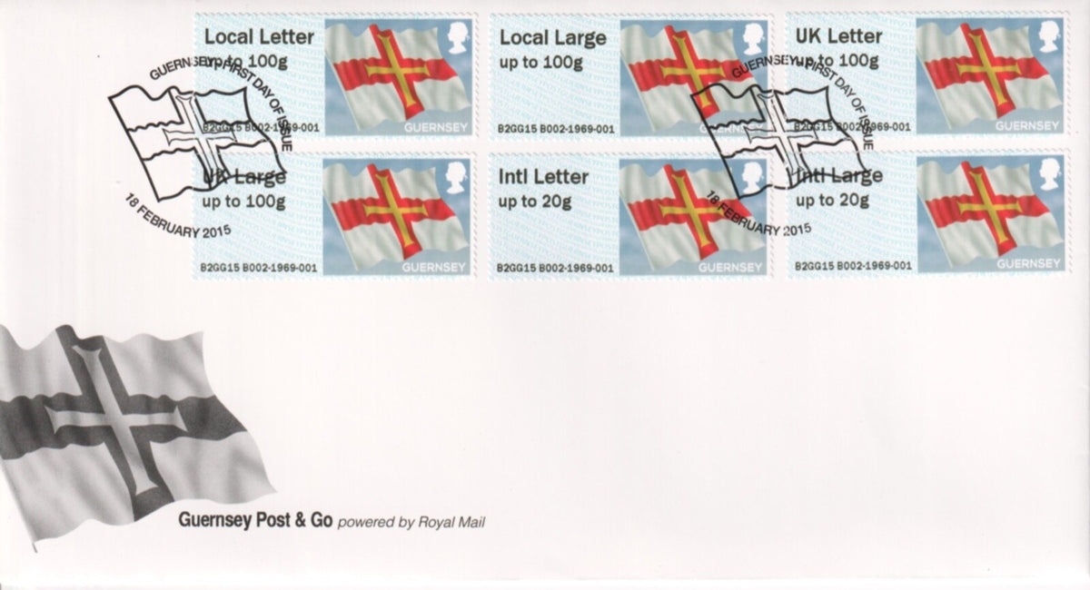 2015 Guernsey - Post & Go - Guernsey Flags - FDC