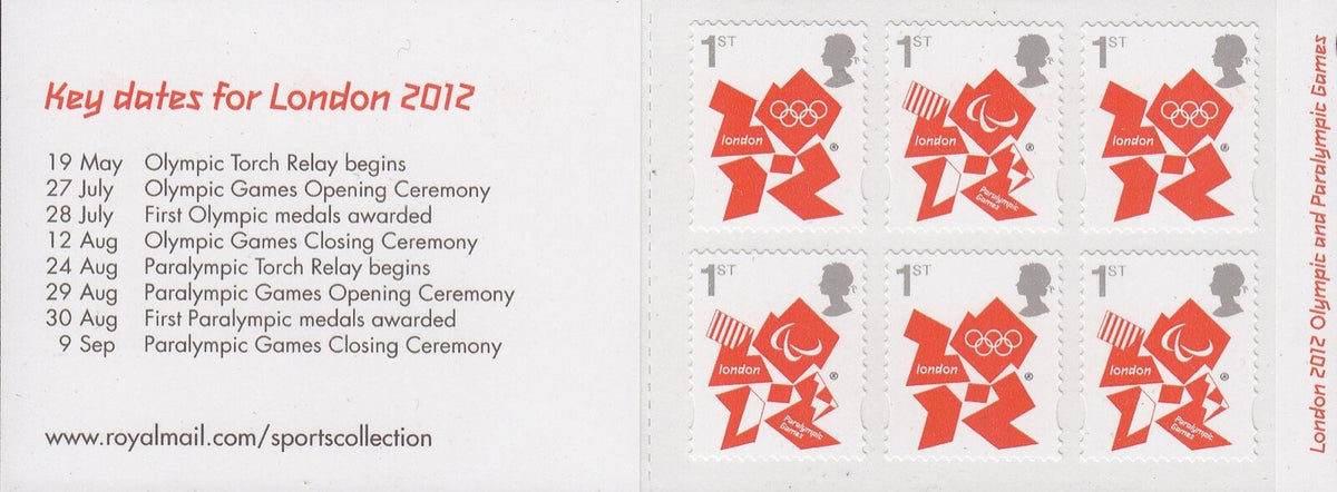 GB 2012 Olympic/Paralympic Games - Self Adhesive Stamp Booklet - MB10