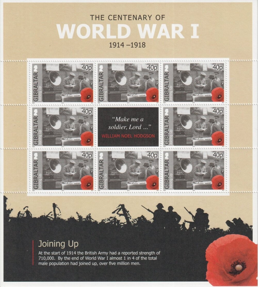 Gibraltar 2014 Centenary Of World War 1 (1st Issue)  SG 1565 - 1570 - MNH/UMM