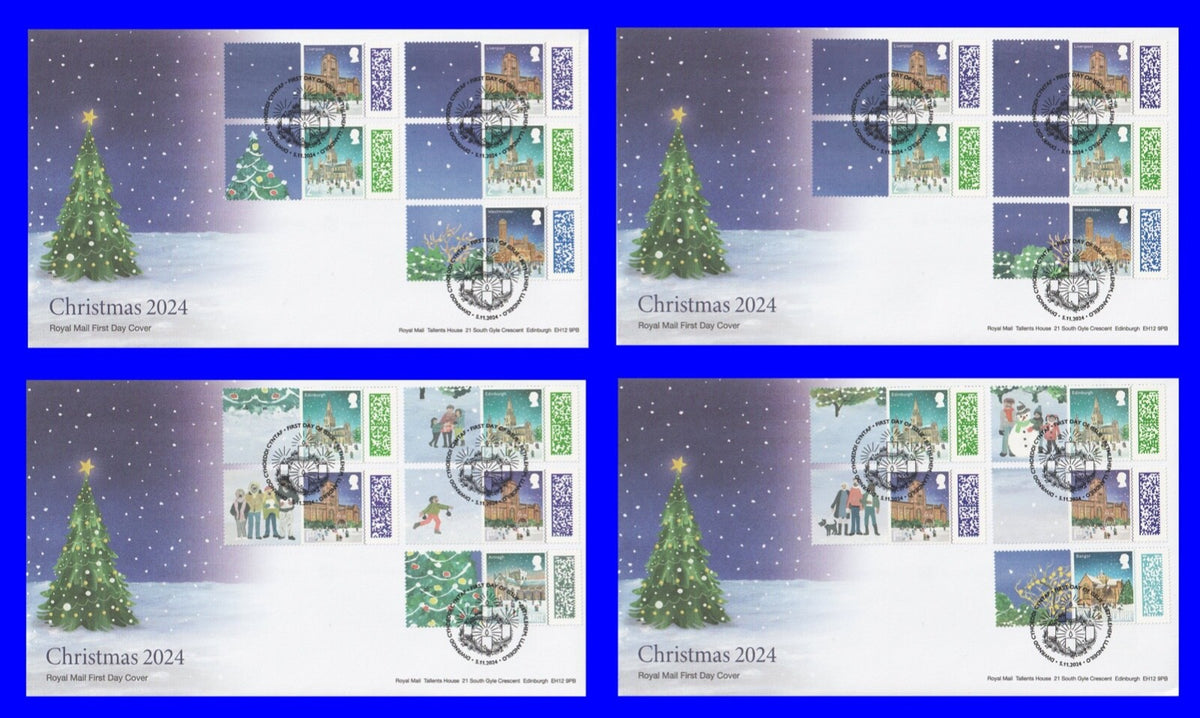 GB 2024  Christmas Smilers / Collector Sheet set of 4 FDC's - GS-168/LS-166