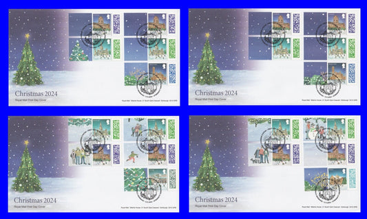 GB 2024  Christmas Smilers / Collector Sheet set of 4 FDC's - GS-168/LS-166