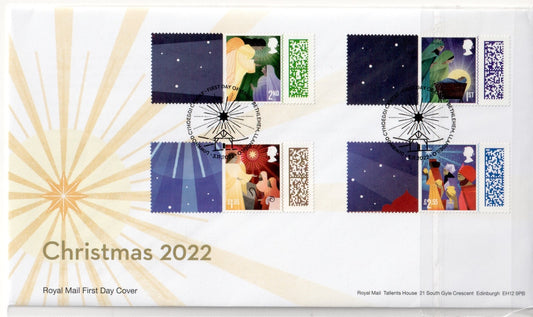 GB 2022 - Christmas Smilers Litho set on FDC - all 4 stamps/labels
