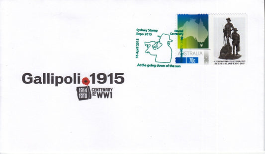 Australia 2015 - Sydney Stamp Expo Gallipoli Centenary P-Stamp Cover with SHS