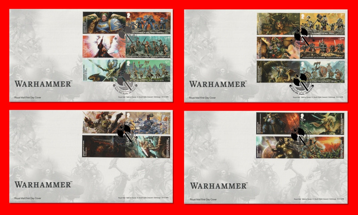 GB 2023  Warhammer Collector / Smilers Sheet First Day Covers (4)