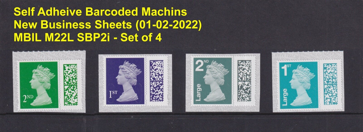 GB 2022 - Barcoded Machin ex Business Sheets - MBIL M22L SBP2i - set of 4