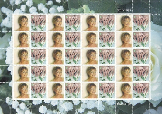 2015 Gibraltar - Personalised Smiler / Stamp Sheet  "Weddings"  : 20 x G Value