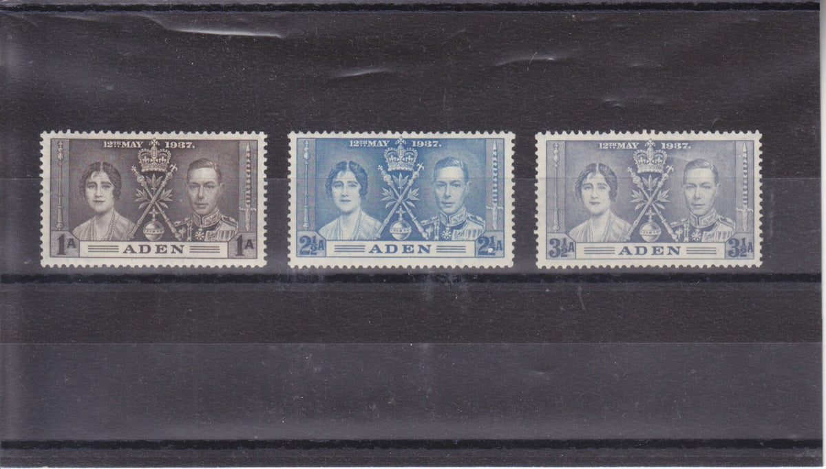 Aden  - 1937 KGVI Coronation Set, SG13-15 VLHM