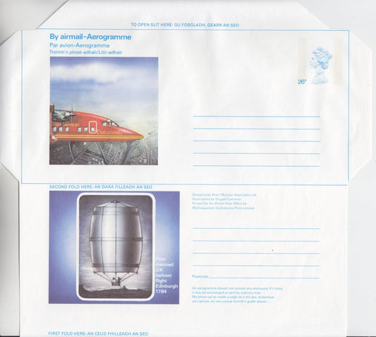 GB 1984 - Highland Airmail Service Aerogramme (26p) - H&G Ref: FG-105