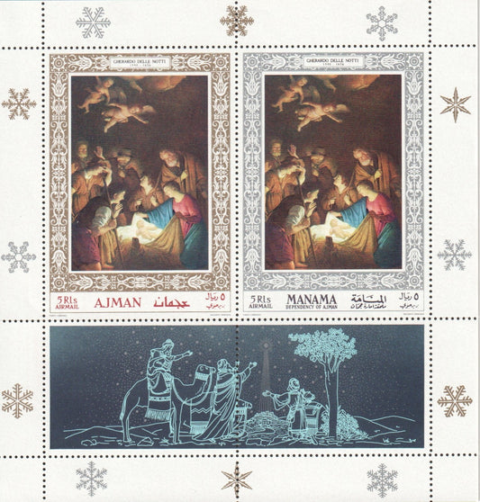 1968  Ajman / Manama - Christmas Mini Sheet - Mi-133A / Mi-353A - MNH