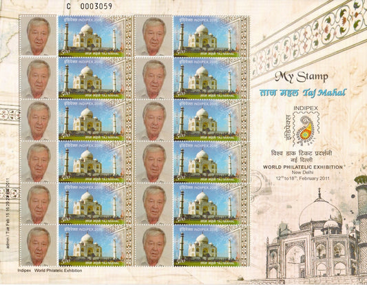 INDIA INDIPEX 2011   Personalised "My Stamp" Sheet featuring Avedis Ketchian MNH
