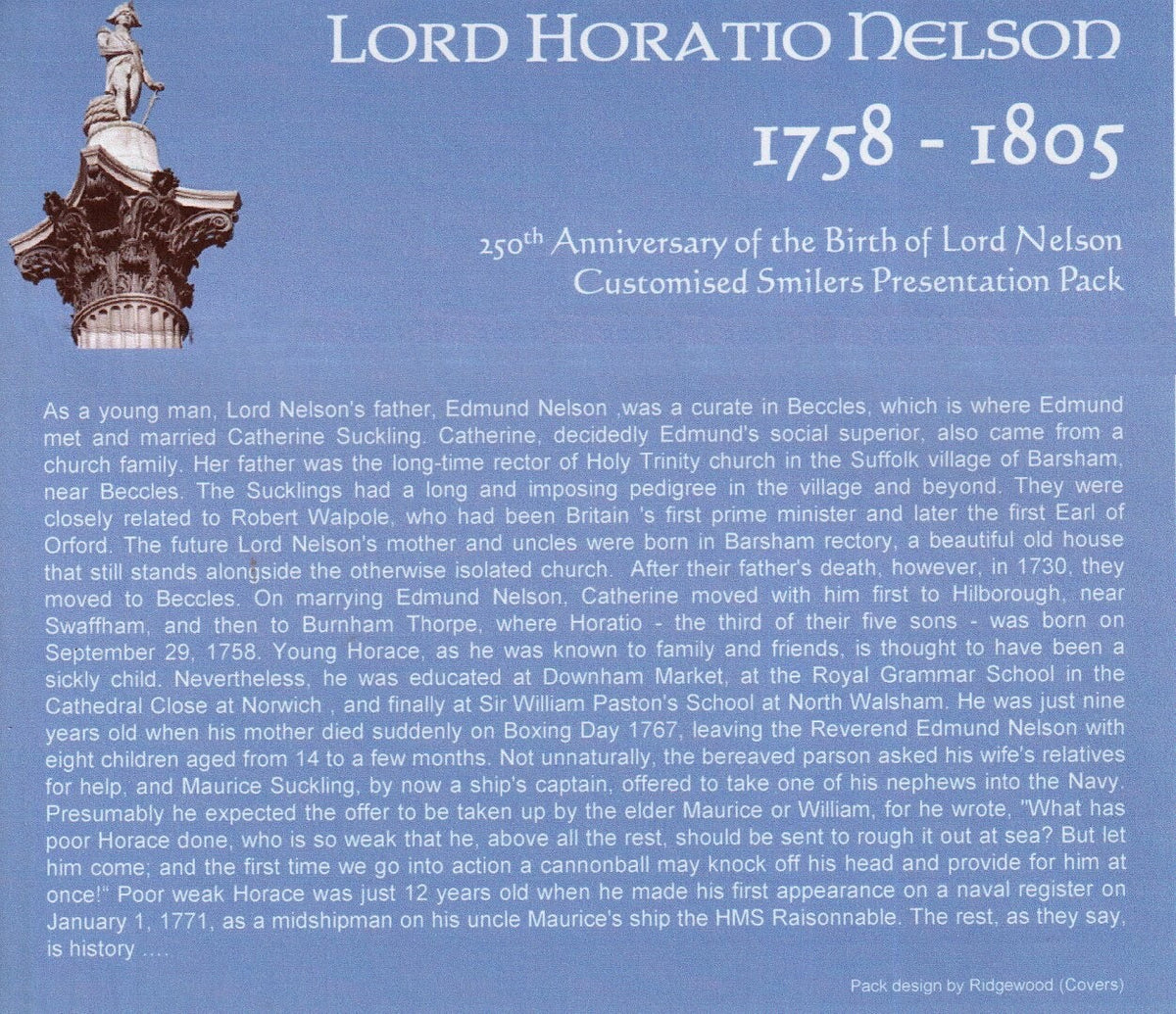 GB 2008 - 250th Anniversary of Birth of Lord Nelson - Smilers Presentation Pack