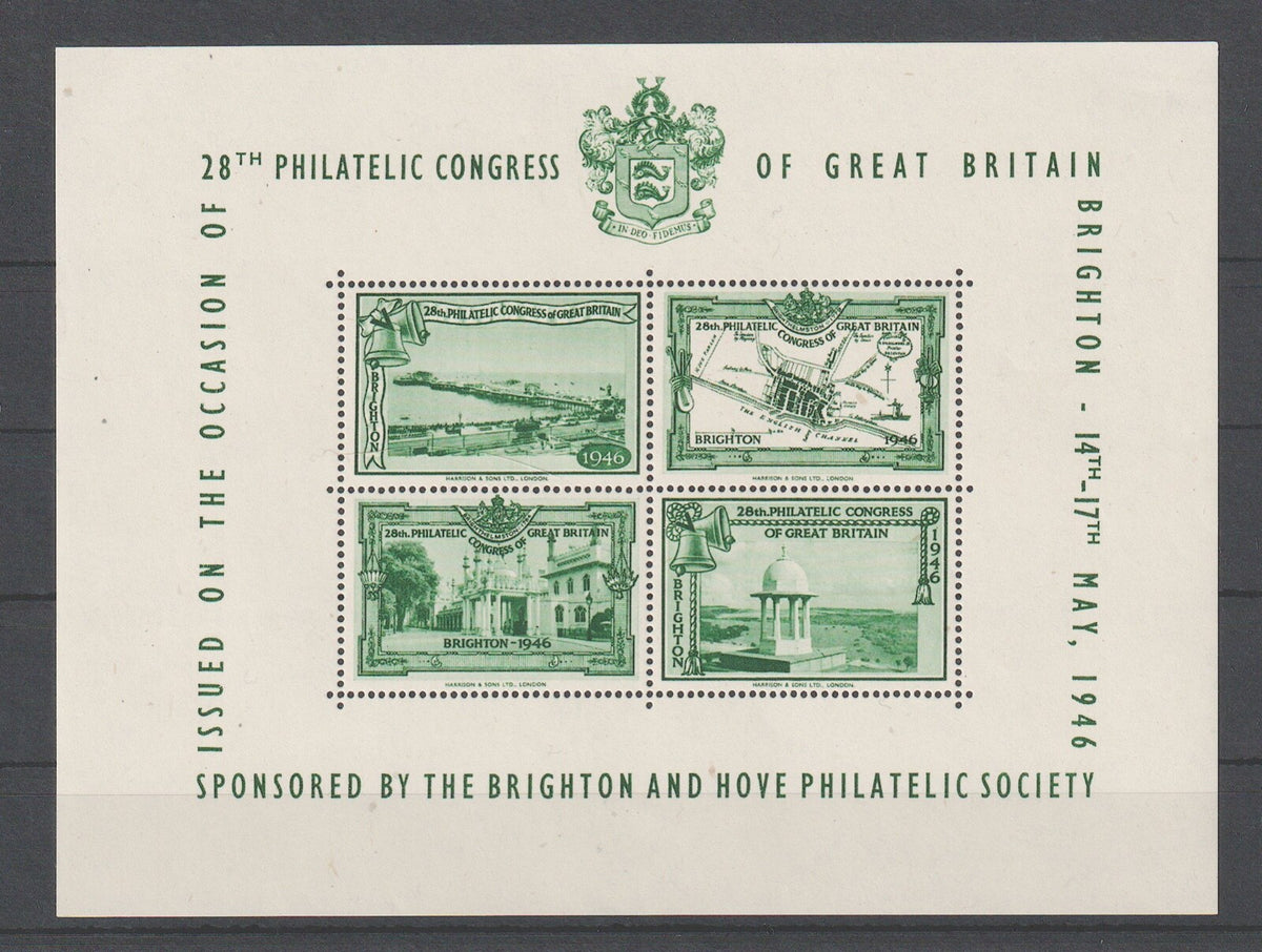 GB 1946 28th Philatelic Congress, Brighton 4 x  Exhibition Sheets - MNH + +