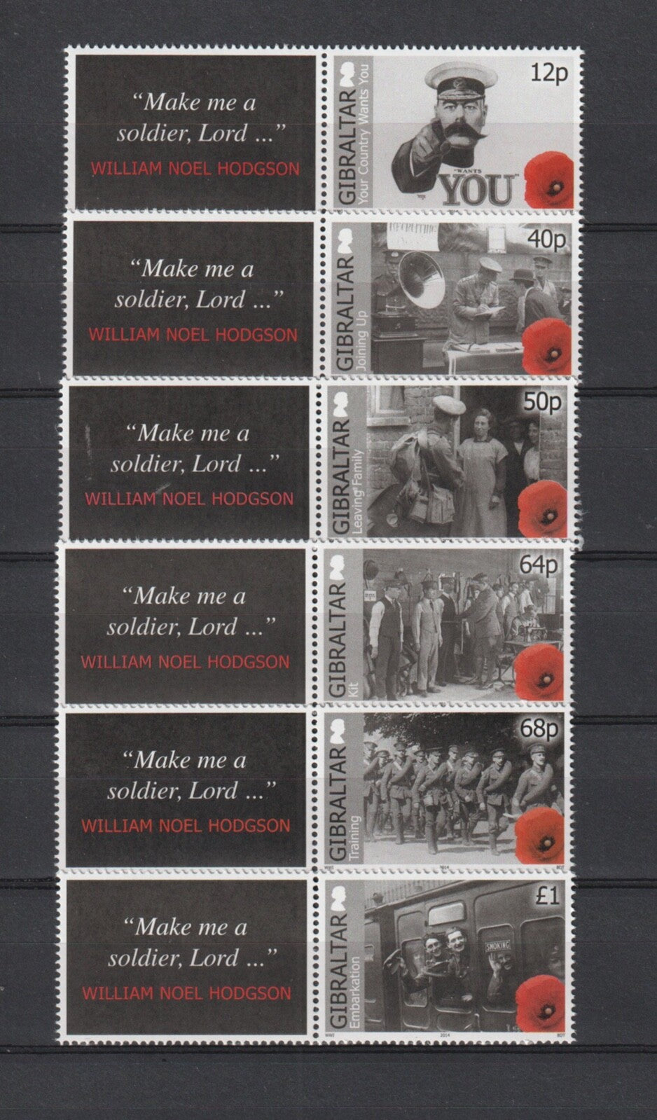 Gibraltar 2014 Centenary Of World War 1 (1st Issue)  SG 1565 - 1570 - MNH/UMM