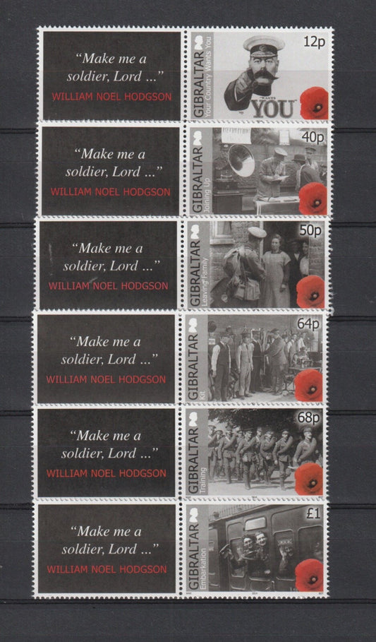 Gibraltar 2014 Centenary Of World War 1 (1st Issue)  SG 1565 - 1570 - MNH/UMM